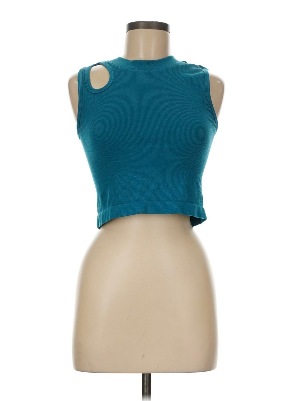 Happily Grey Sleeveless Deep Teal Ribbed Crop Top Sz. M/L